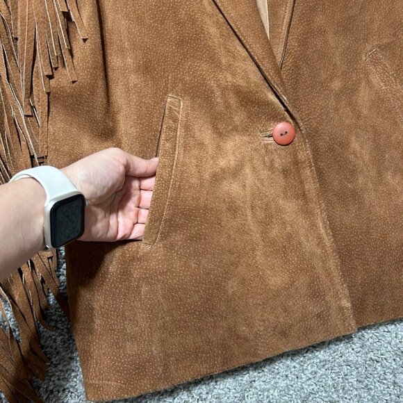 Row G Womens Small Vintage Boho Suede Fringe Jacket Split Pigskin Western Style - Picture 4 of 13